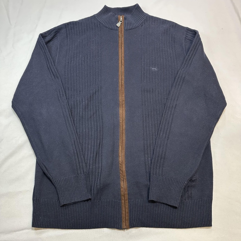 Rodd & Gunn Jacket Mens L Blue Full Zip Mock Neck Ribbed Casual Everyday